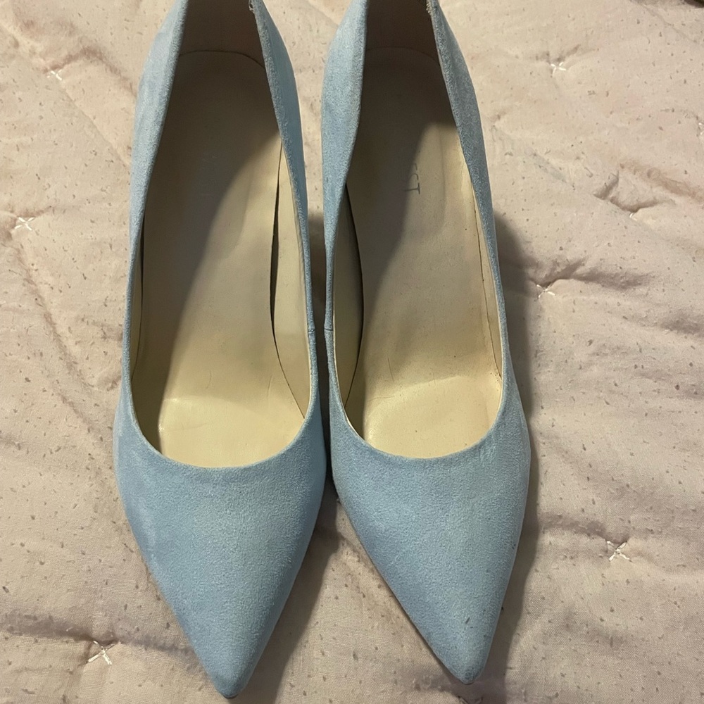 Nine West Blue Suede Heels with Pointed Toe